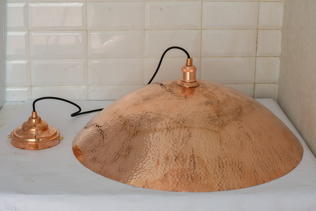 Copper Light Fixture, Hammered Solid Copper Dome Pendant Light, Ceiling Light