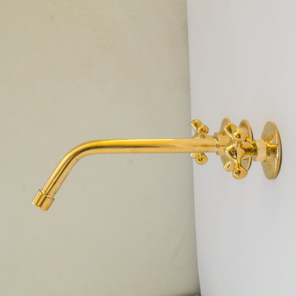 Unlacquered Brass Faucet, Wall Mount Bathroom Sink Faucet