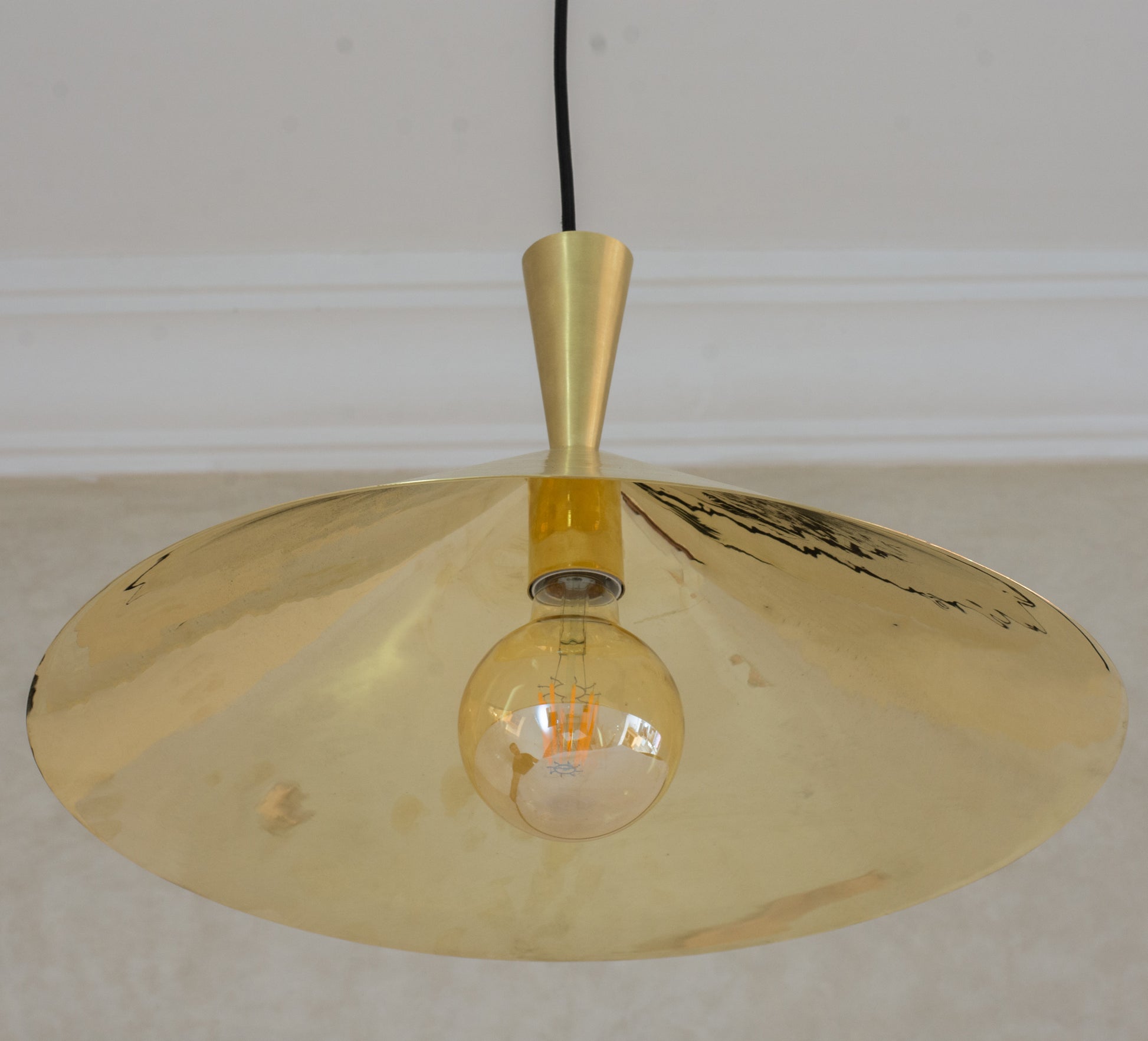 Brass Cone Pendant Light, Kitchen Island Ceiling Light Fixture, Modern Hanging Shade For Kitchen & Living Room, Cone Shade Light