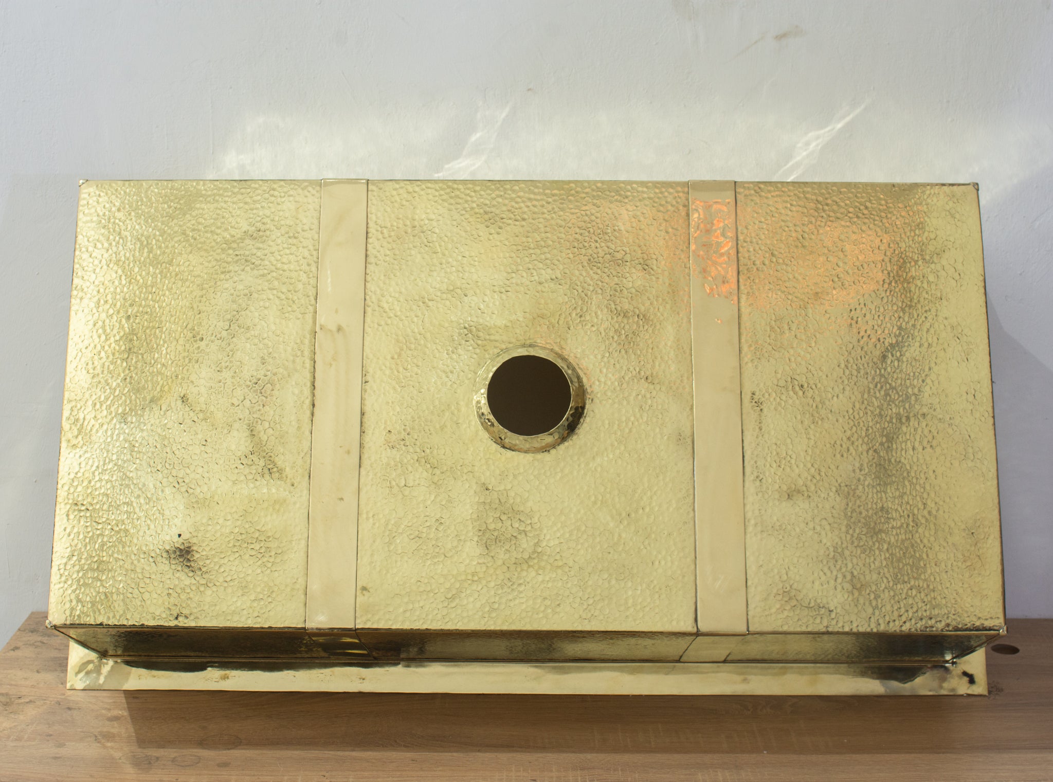 40" Hammered Unlacquered Brass Farmhouse Sink, Customizable Solid Brass Undermount Kitchen Sink, Single Basin Farmhouse Sink