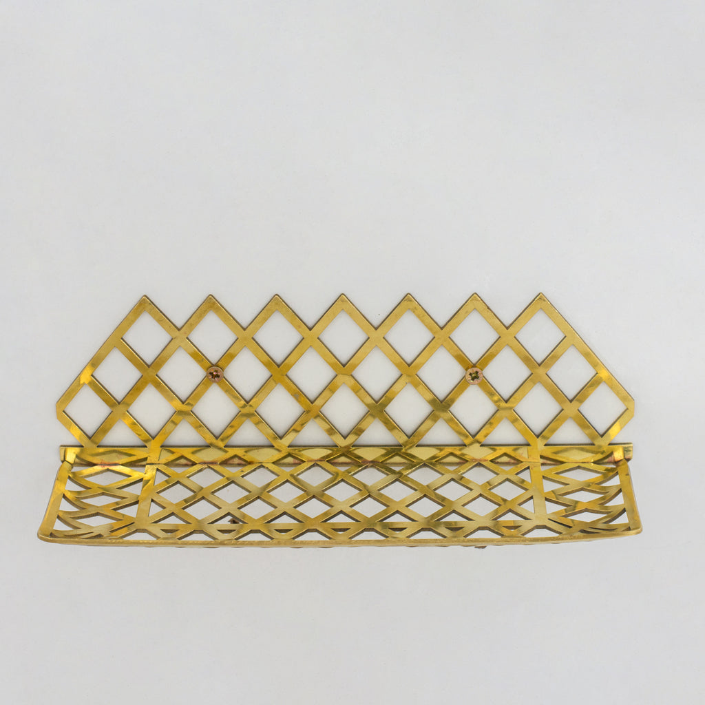 Unlacquered Brass Wall Shelf for Shower, Brass Floating Grid Shelf, Shower Draining Shelf