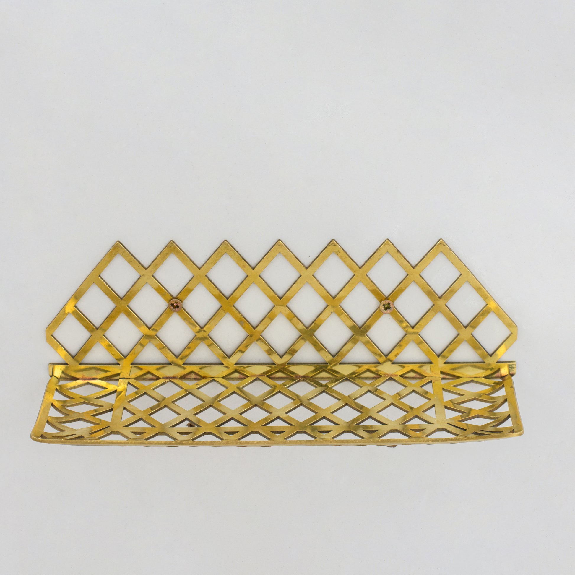 Unlacquered Brass Wall Shelf for Shower, Brass Floating Grid Shelf, Shower Draining Shelf