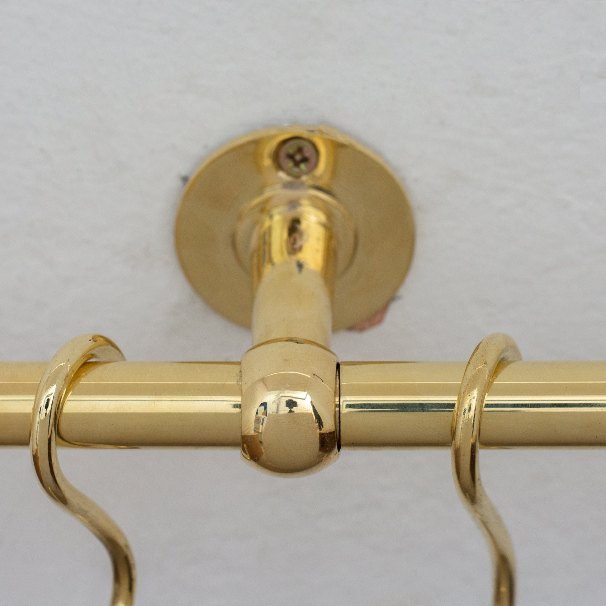Unlacquered Brass Kitchen Rods, Pot Rail With S Hooks, Pan Rack organizer, Wall Mounted Brass Kitchen Rod with Hooks