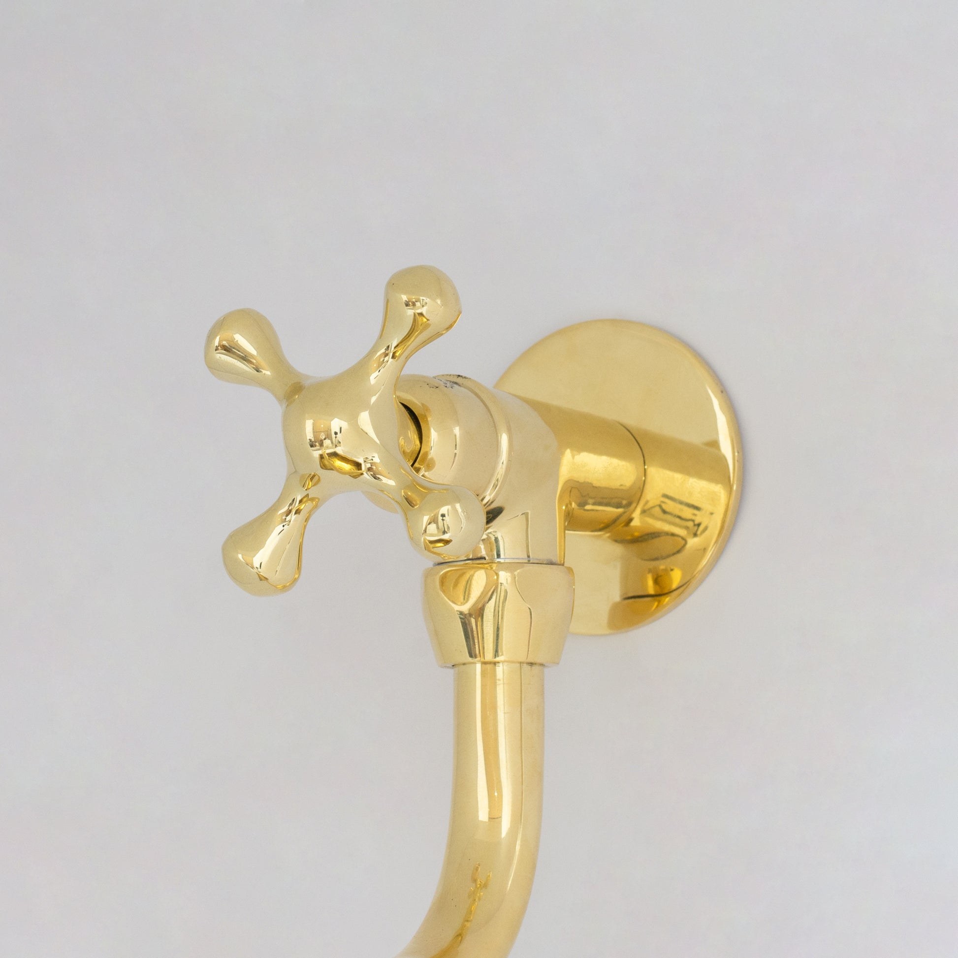 Unlacquered Brass Wall Mount Stove Faucet, Brass Pot Filler Faucet With Swiveling Neck