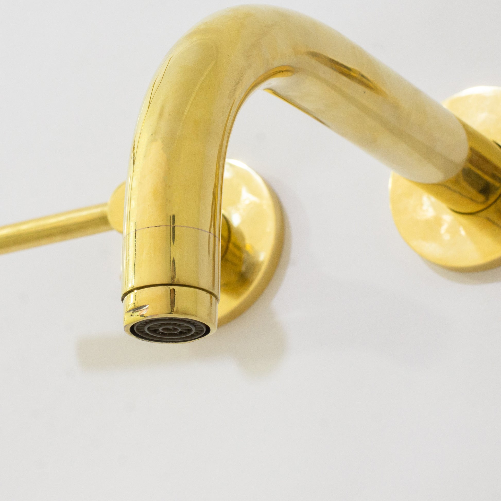 Unlacquered Solid Brass Wall Mounted Bathroom Vessel Sink Faucet, Antique Basin Vanity Faucet