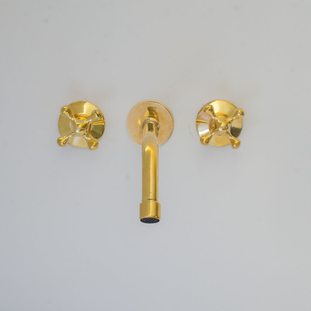 Unlacquered Brass Faucet, Wall Mount Bathroom Sink Faucet