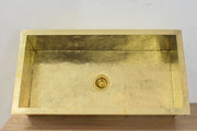 40" Hammered Unlacquered Brass Farmhouse Sink, Customizable Solid Brass Undermount Kitchen Sink, Single Basin Farmhouse Sink