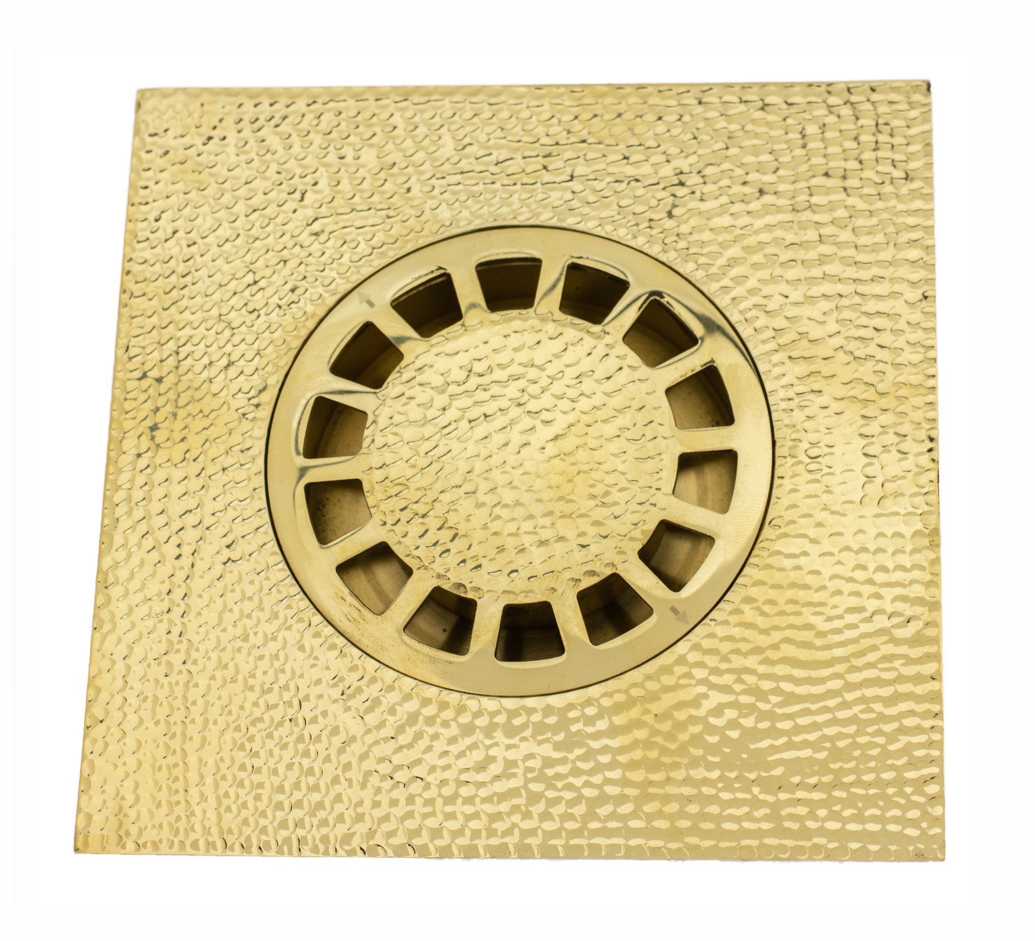Solid Brass Floor Drain | Hammered Square Style Shower Drain