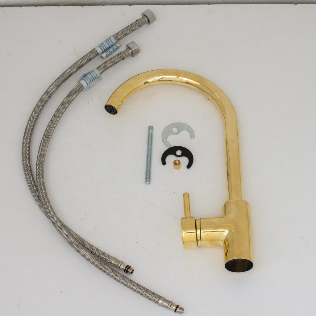 Unlacquered Brass Kitchen Faucet, Island Faucet, Antique Brass Sink Mixer Tap