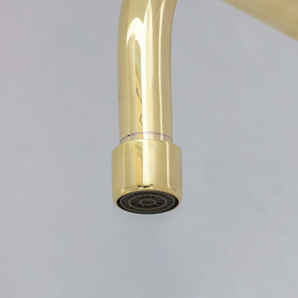 Unlacquered Brass Wall Mount Stove Faucet, Brass Pot Filler Faucet With Swiveling Neck