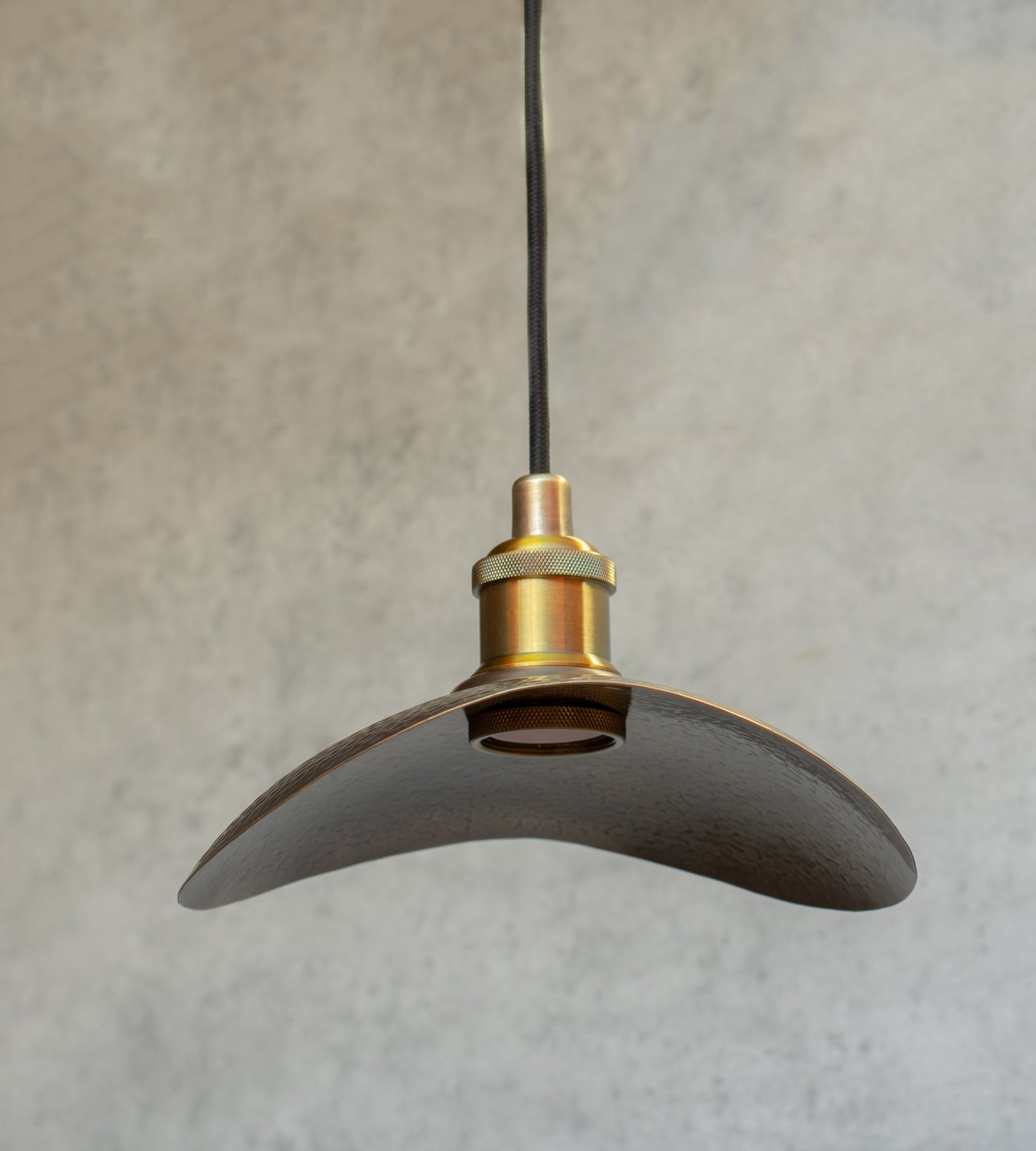 Hammered Bronze Finish Curved Plate Pendant Light, Solid Brass Ceiling Light, Leaf Pendant Light Bronze