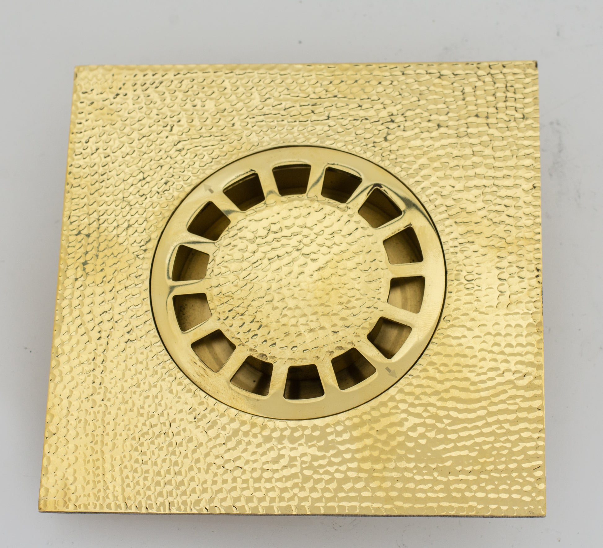 Solid Brass Floor Drain, Hammered Square Shower Drain