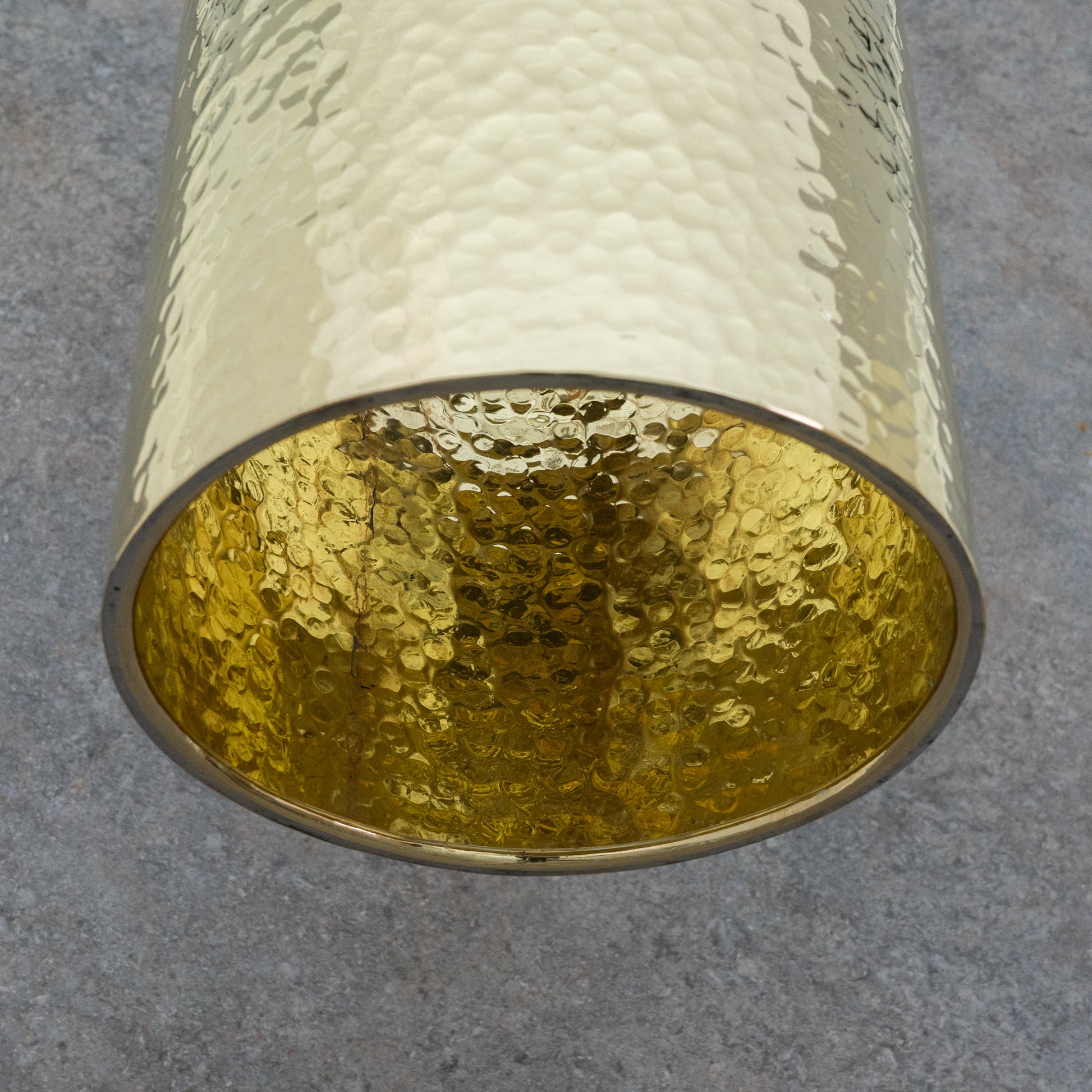 Handcrafted Hammered Brass Cylinder Pendant Light | Modern Tube Lamp - Insideast