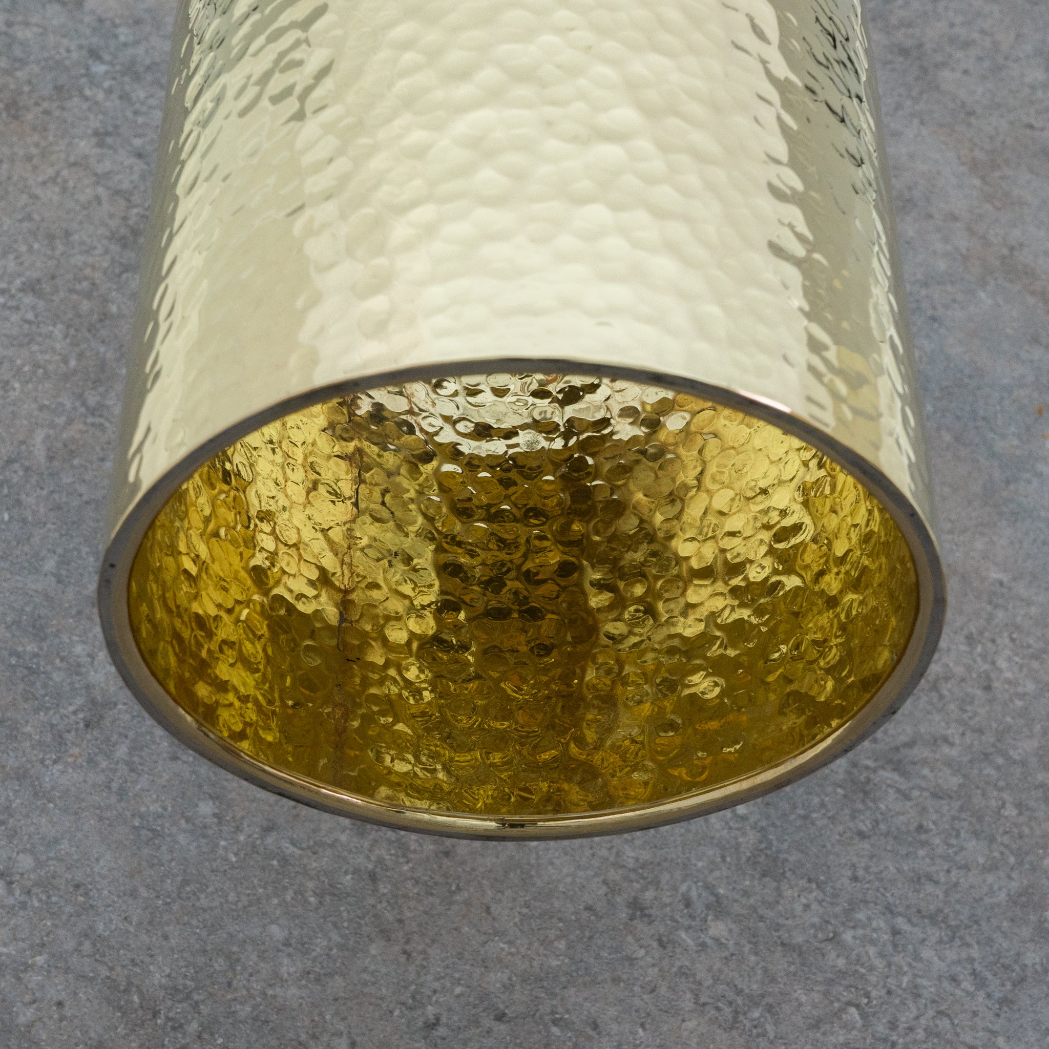 Handcrafted Hammered Brass Cylinder Pendant Light | Modern Tube Lamp - Insideast
