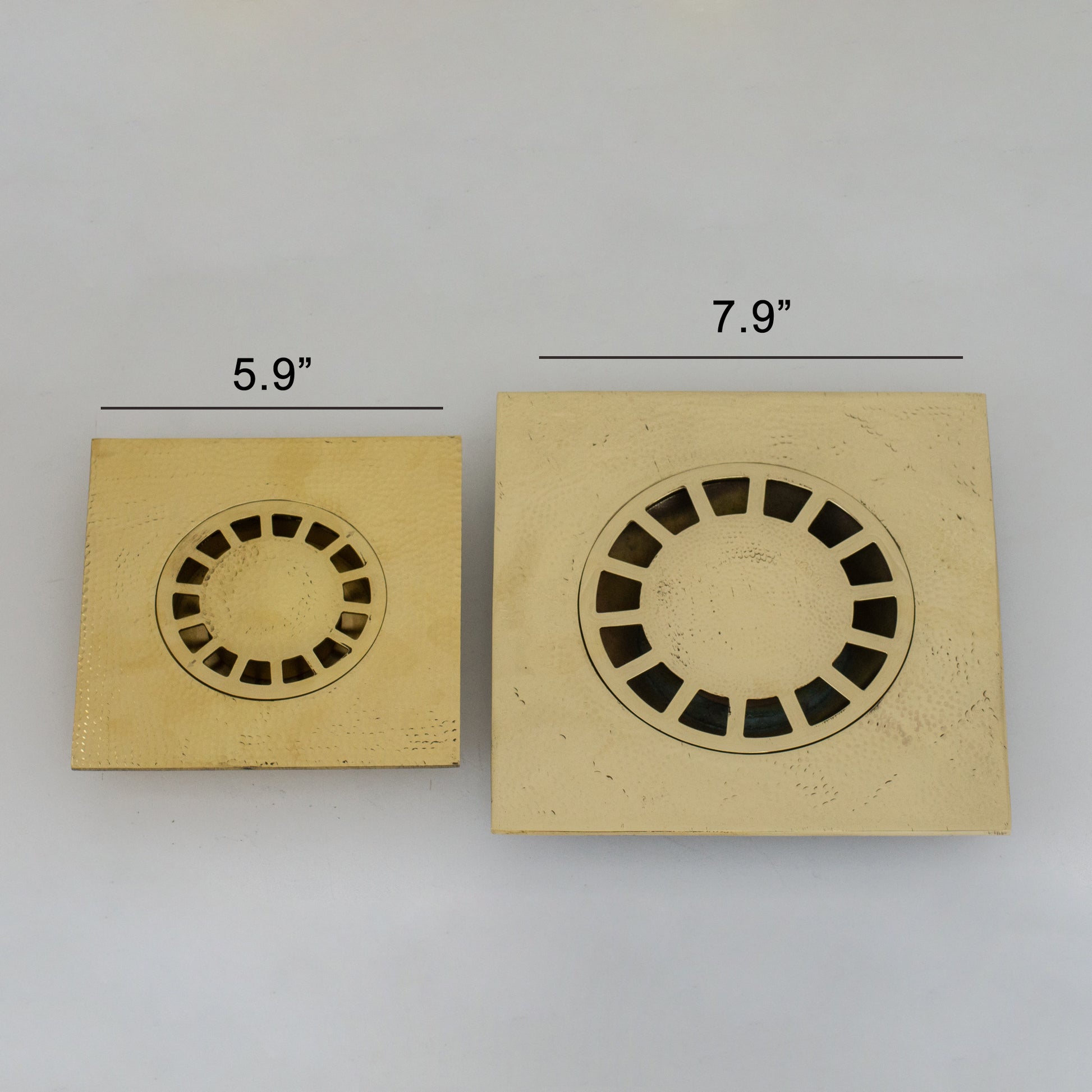 Solid Brass Floor Drain, Hammered Square Shower Drain
