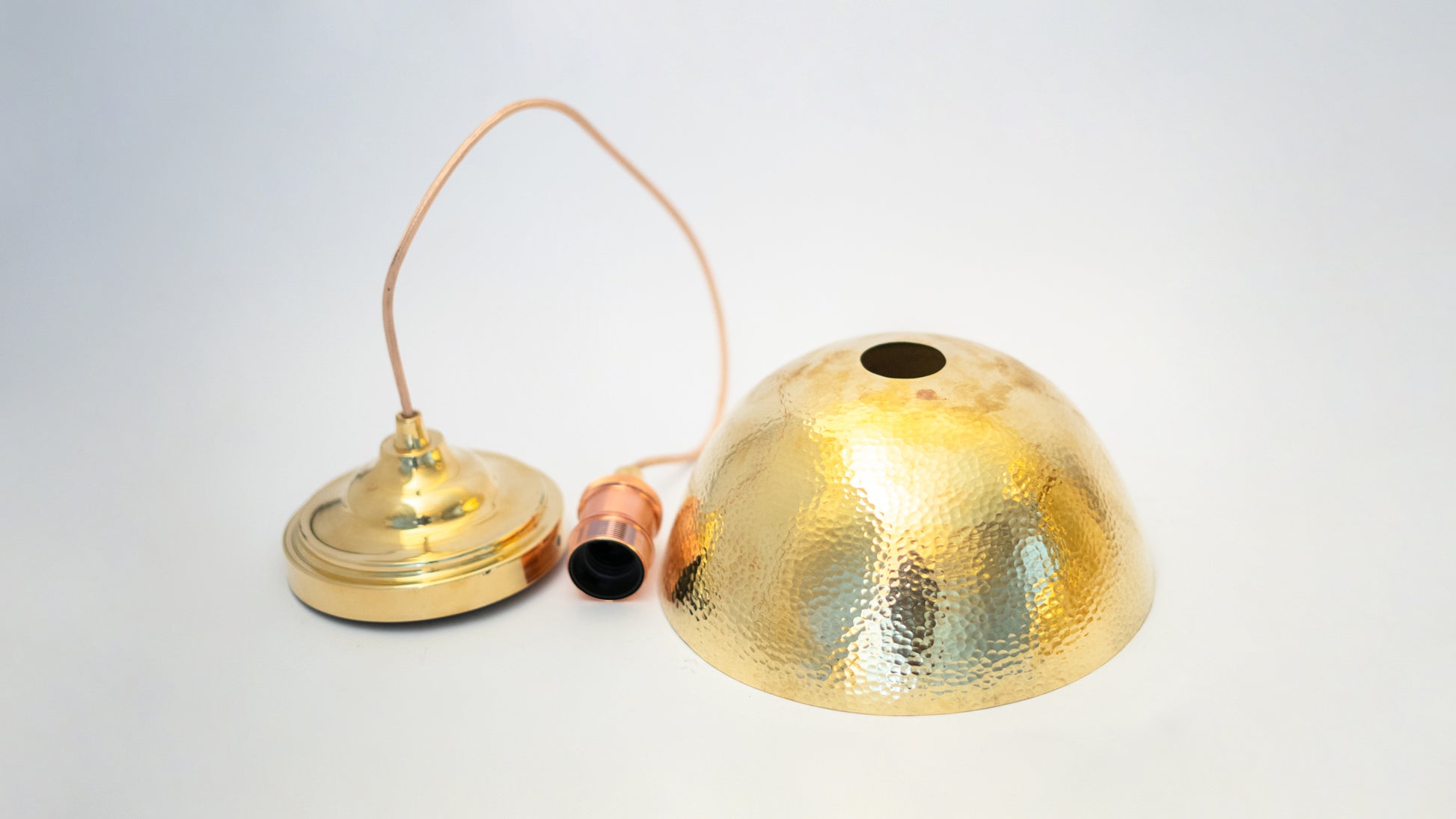 Hammered Brass Pendant Light, Unlacquered Brass Dome Lampshade, Kitchen Island Light