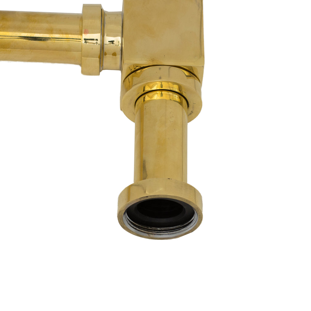 Solid Unlacquered Brass P-trap and Sink Stopper, Push Up Button, Pop Up Drain, Brass Water Trap