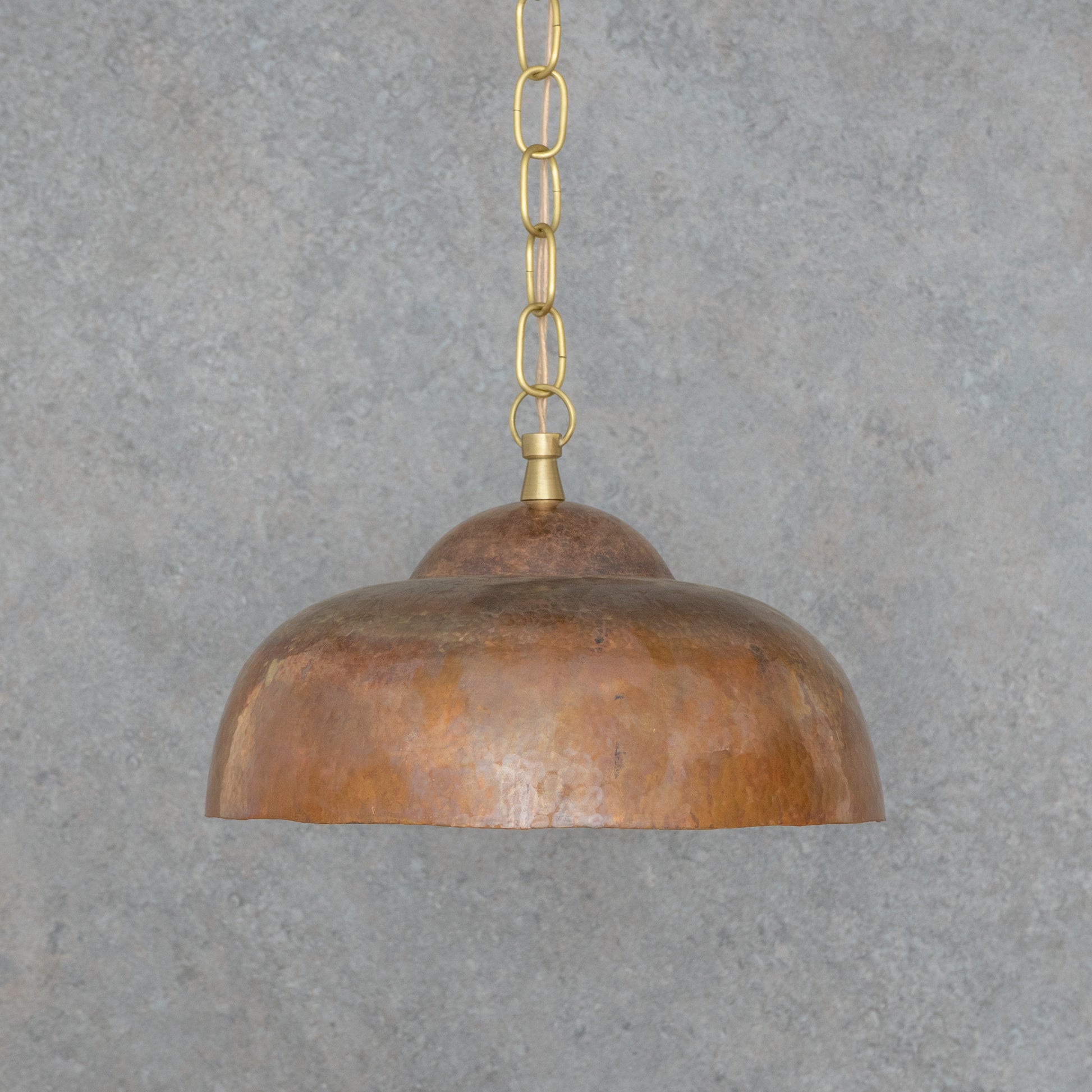 Tiered Copper Dome: Solid Hand - Forged Artisan Lighting with Aged Patina Finish - Insideast