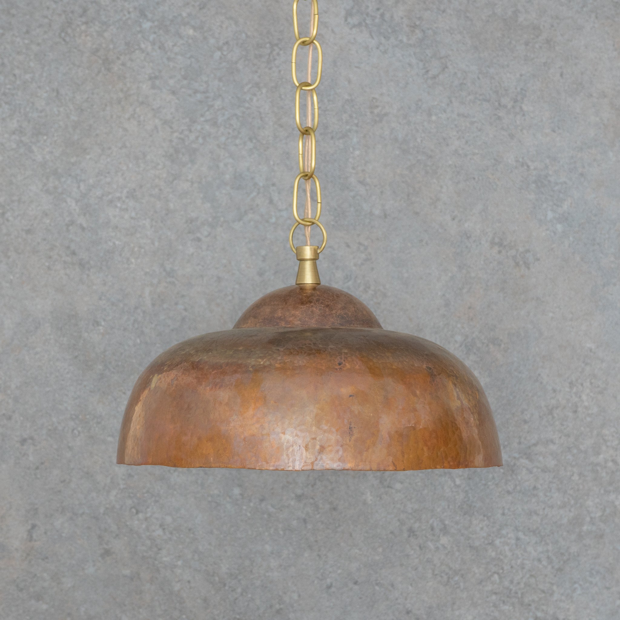 Tiered Copper Dome: Solid Hand - Forged Artisan Lighting with Aged Patina Finish - Insideast