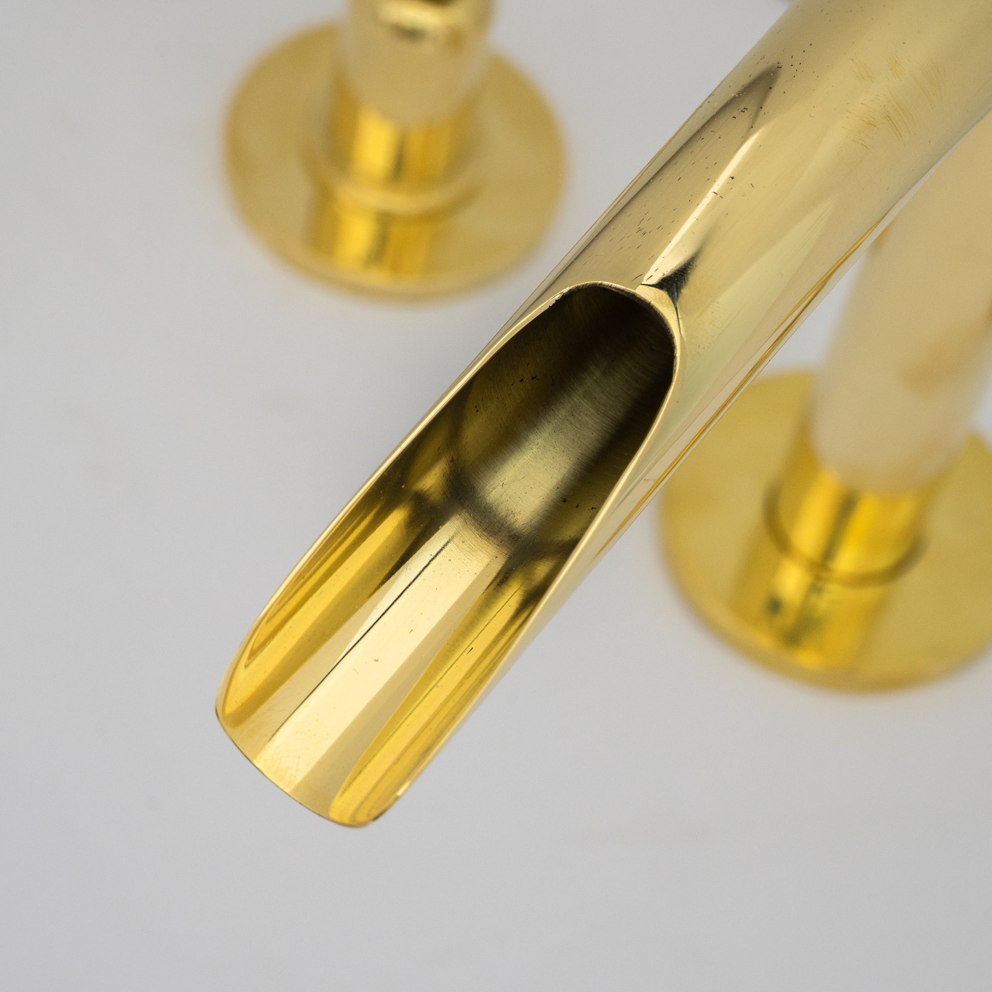 Unlacquered Brass 3-Hole Widespread Faucet, Deck Mount Bathroom Waterfall Faucet