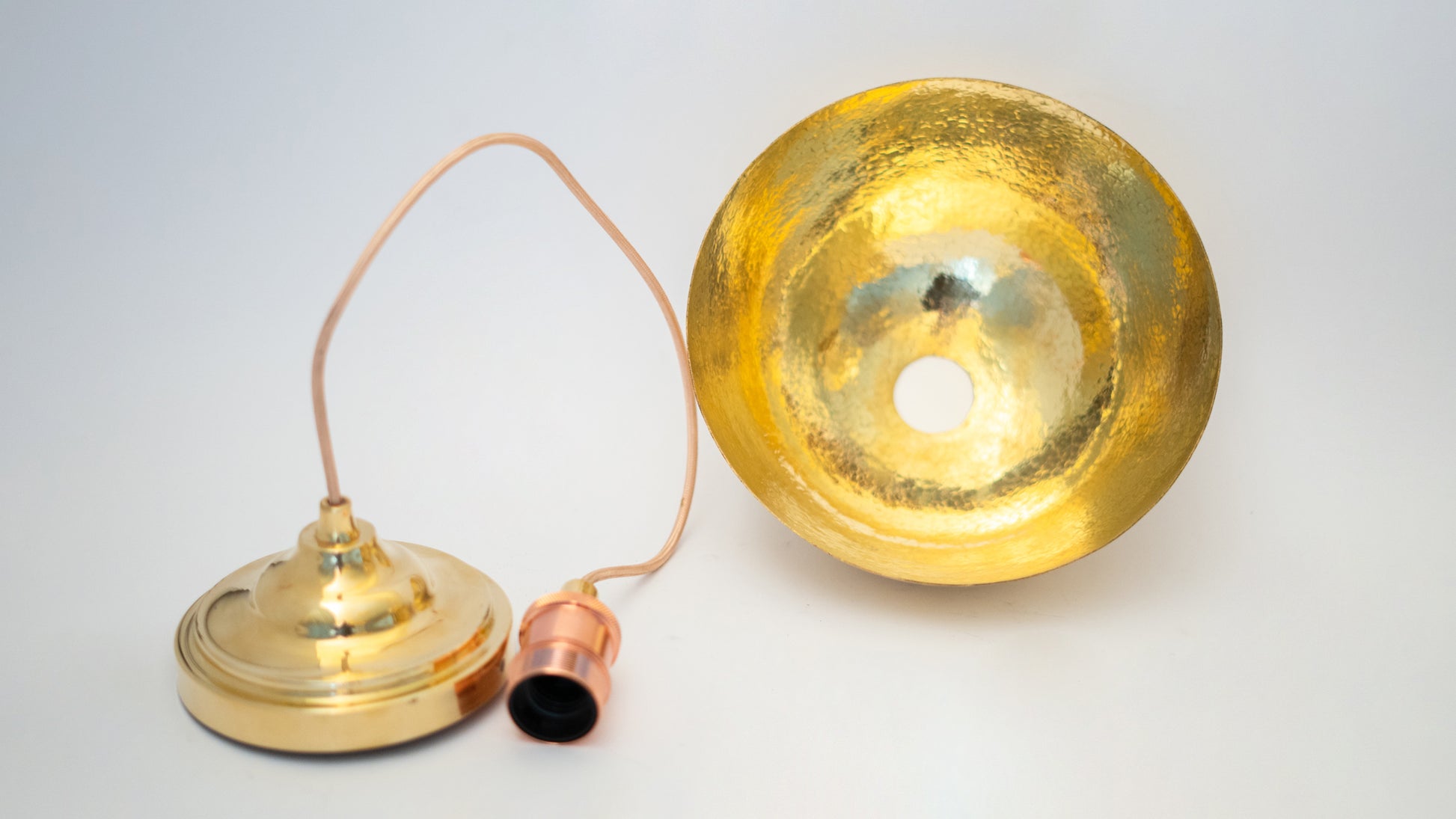 Hammered Brass Pendant Light, Unlacquered Brass Dome Lampshade, Kitchen Island Light