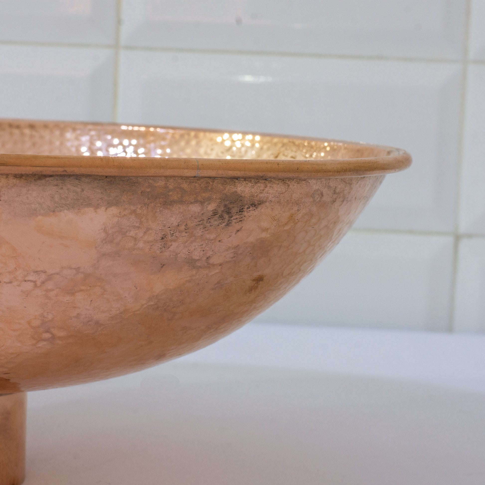 Oval Solid Copper Vessel Sink, Hammered Bathroom Vanity Sink, Powder Room Basin Sink