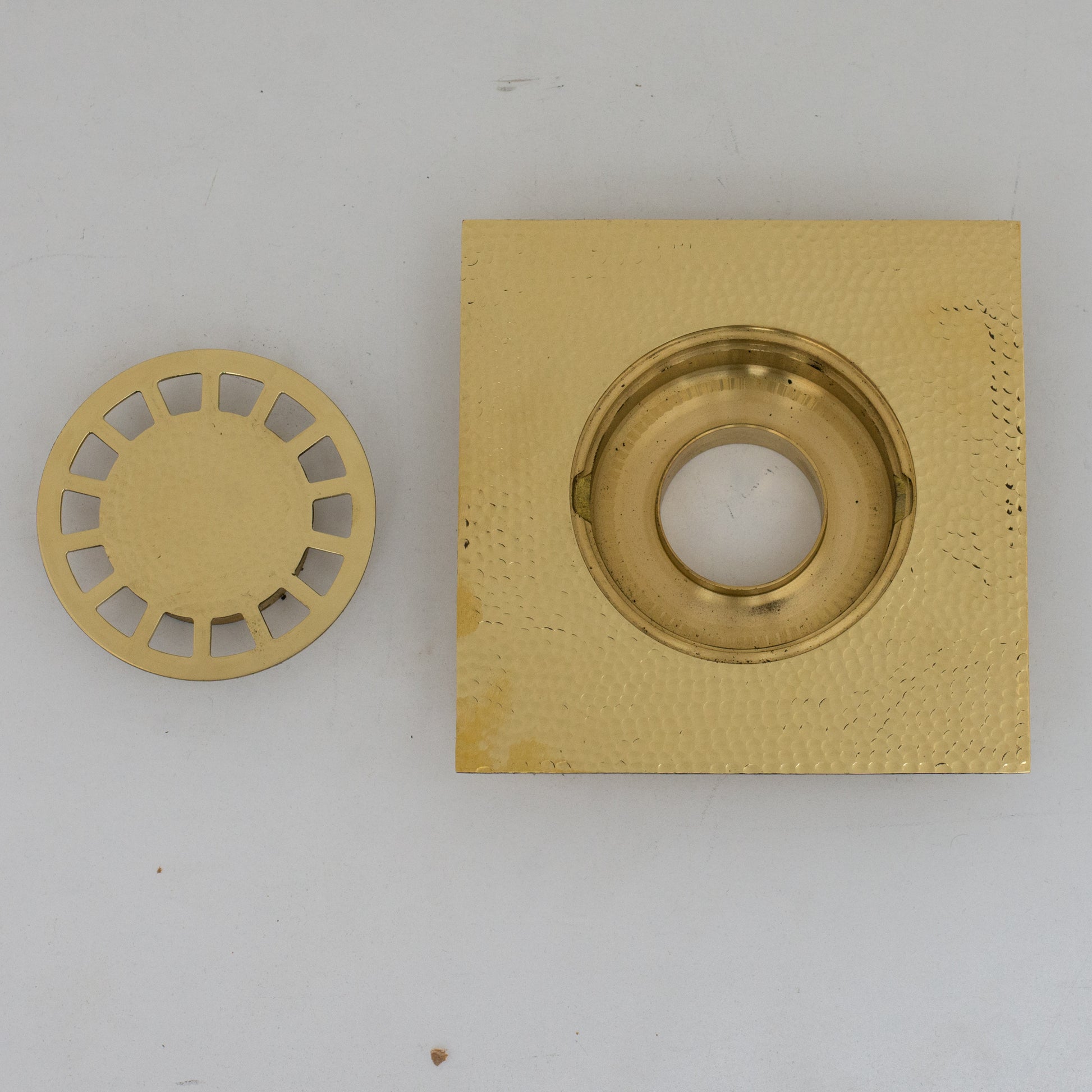 Solid Brass Floor Drain, Hammered Square Shower Drain