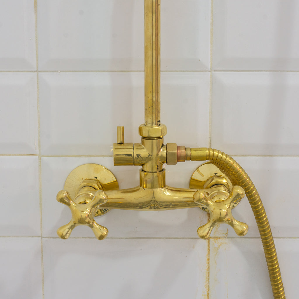 Heritage - Unlacquered Brass Exposed Shower System With Handheld