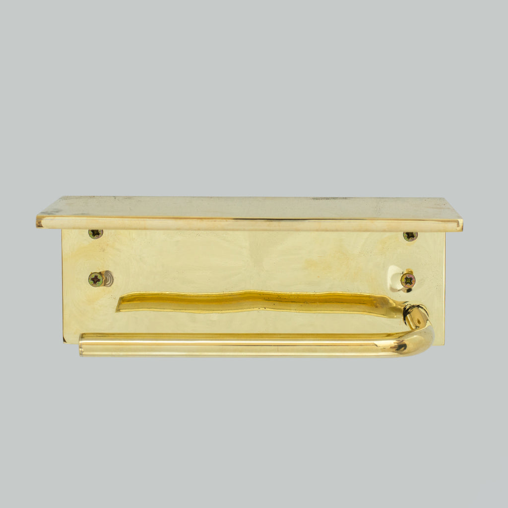 Unlacquered Brass Bathroom Floating Shelf With Hook, Wall Mount Shelf With Toilet Paper Holder