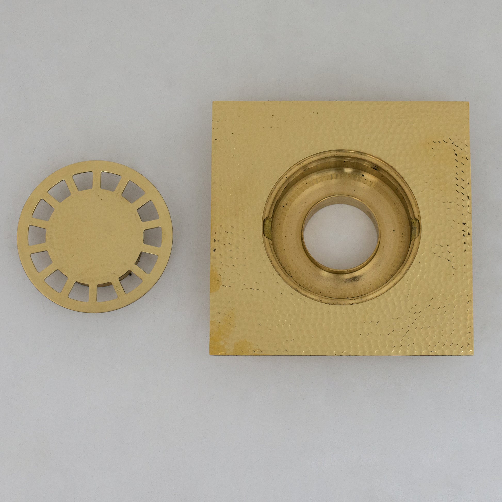 Solid Brass Floor Drain, Hammered Square Shower Drain
