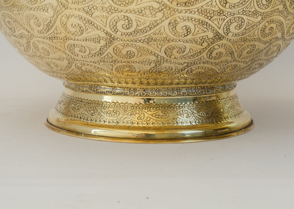 Antique Brass Bowl Vessel Sink Engraved Bathroom Vanity Basin, Gold Vintage Engraved Sink