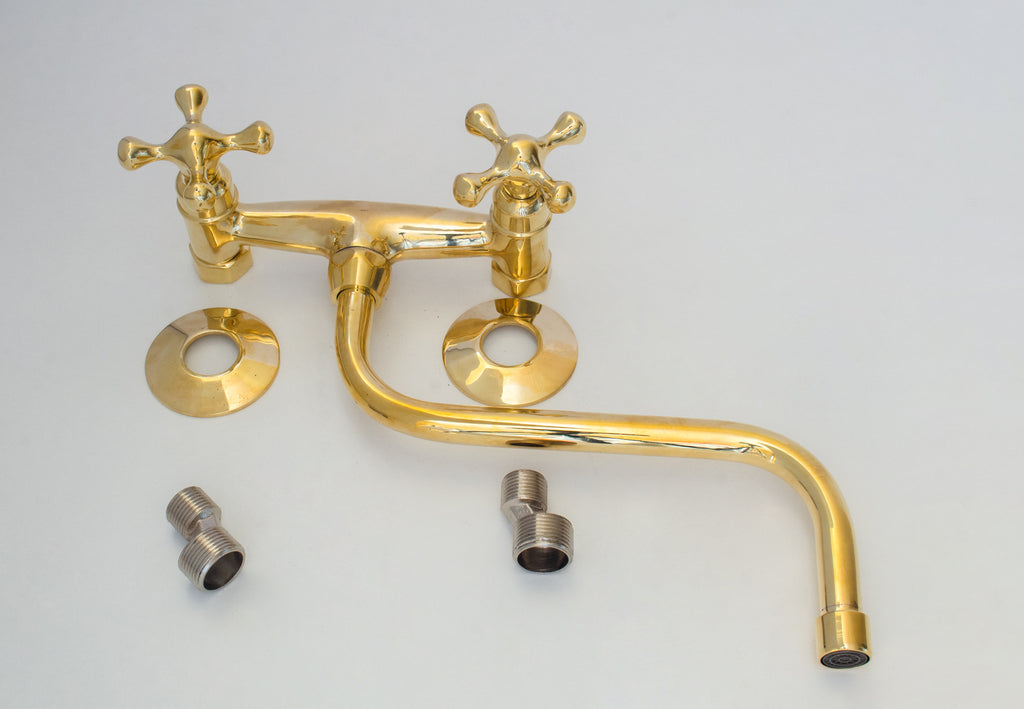Antique Brass Kitchen Faucet – Wall Kitchen Faucet
