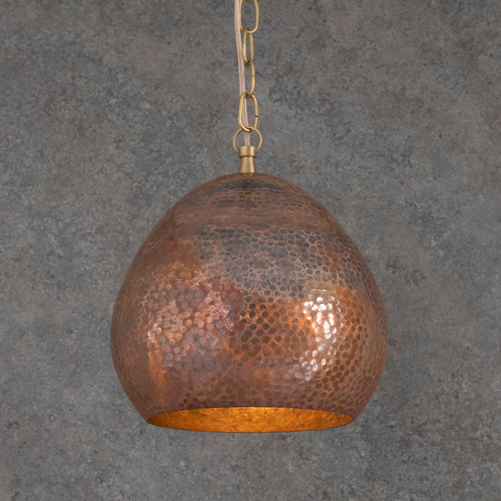Hand - Hammered Solid Copper Teardrop Pendant Light - Moroccan Brass Fixture for Kitchen Islands & Dining Rooms - Insideast