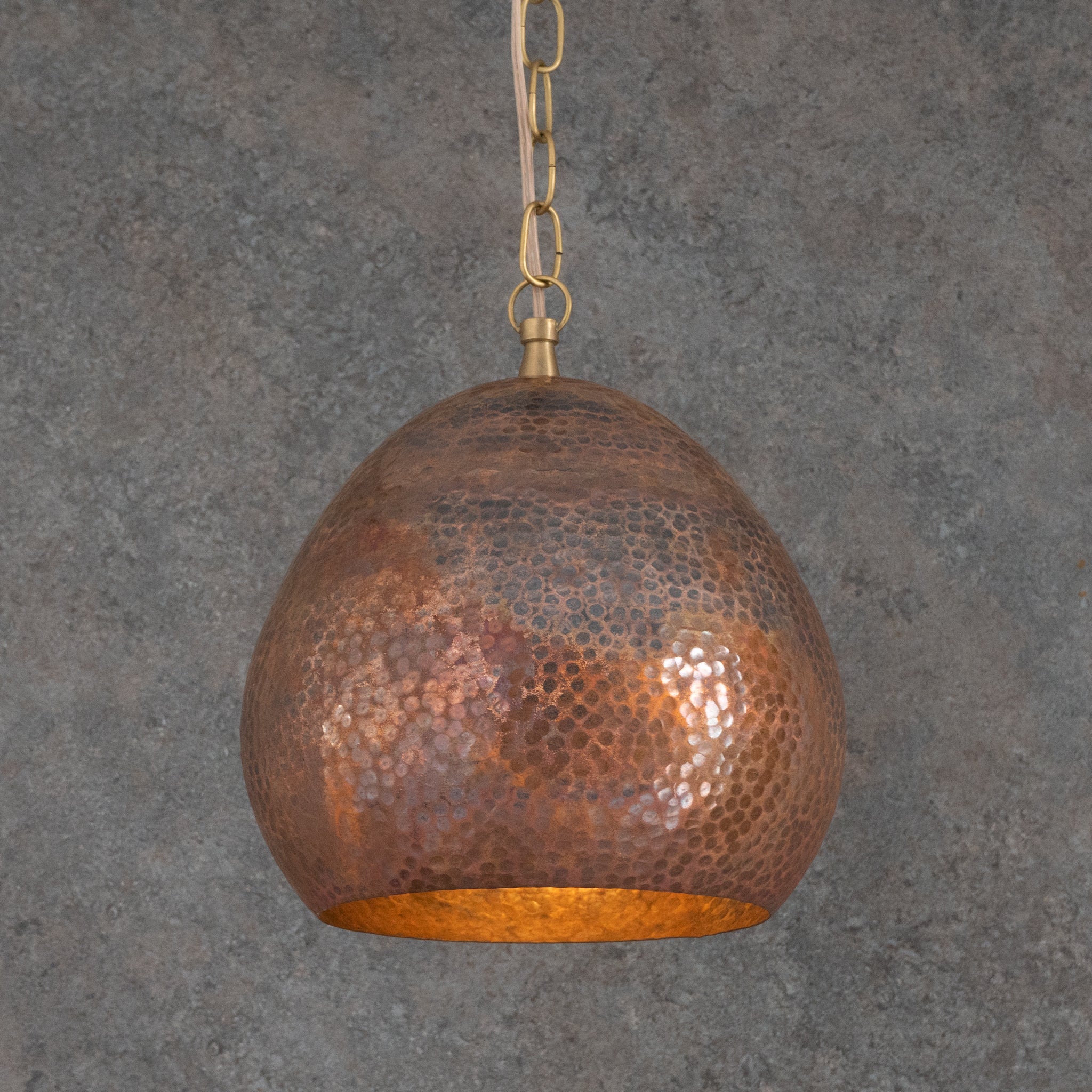 Hand - Hammered Solid Copper Teardrop Pendant Light - Moroccan Brass Fixture for Kitchen Islands & Dining Rooms - Insideast
