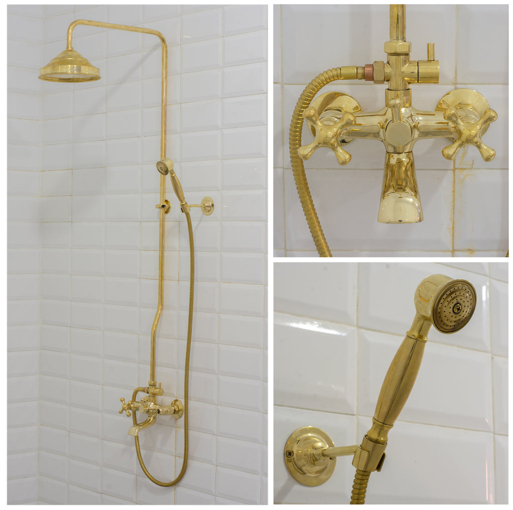 Heritage - Unlacquered Brass Exposed Shower System With Tub Filler