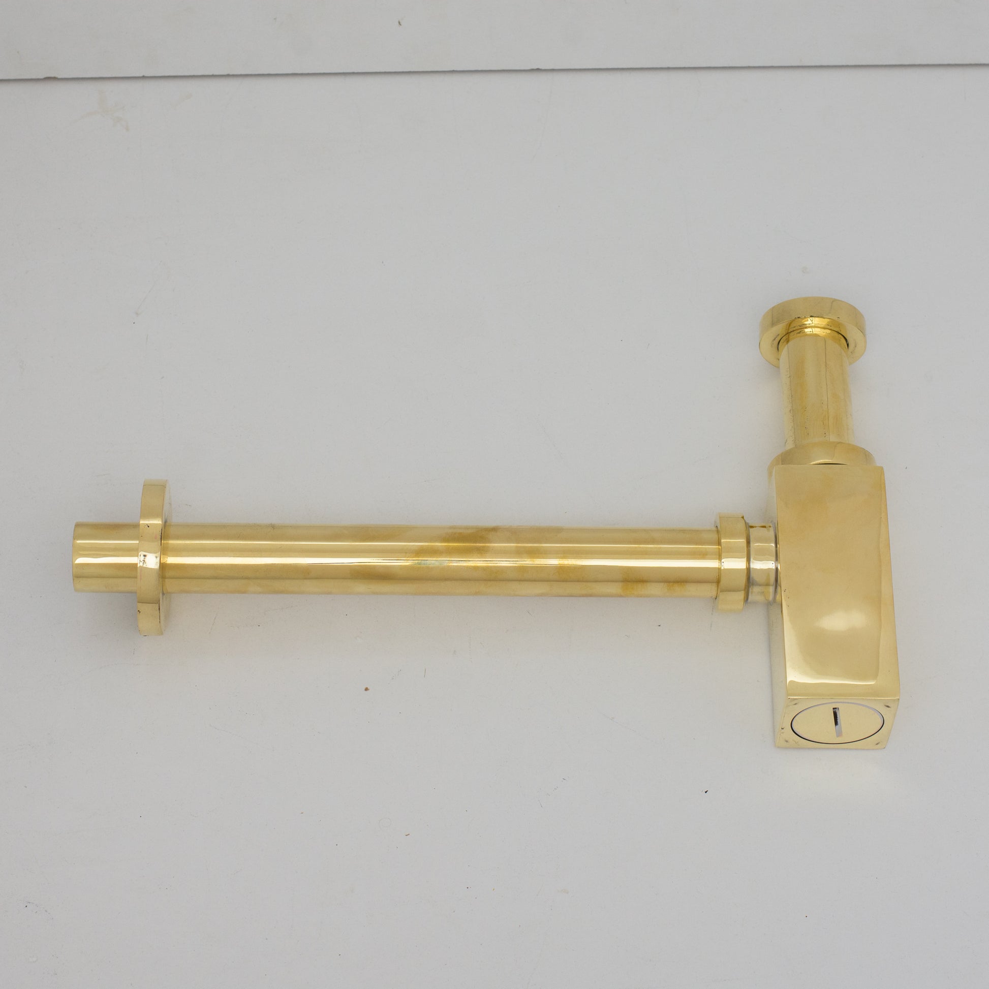 Solid Unlacquered Brass P-trap and Sink Stopper, Push Up Button, Pop Up Drain, Brass Water Trap