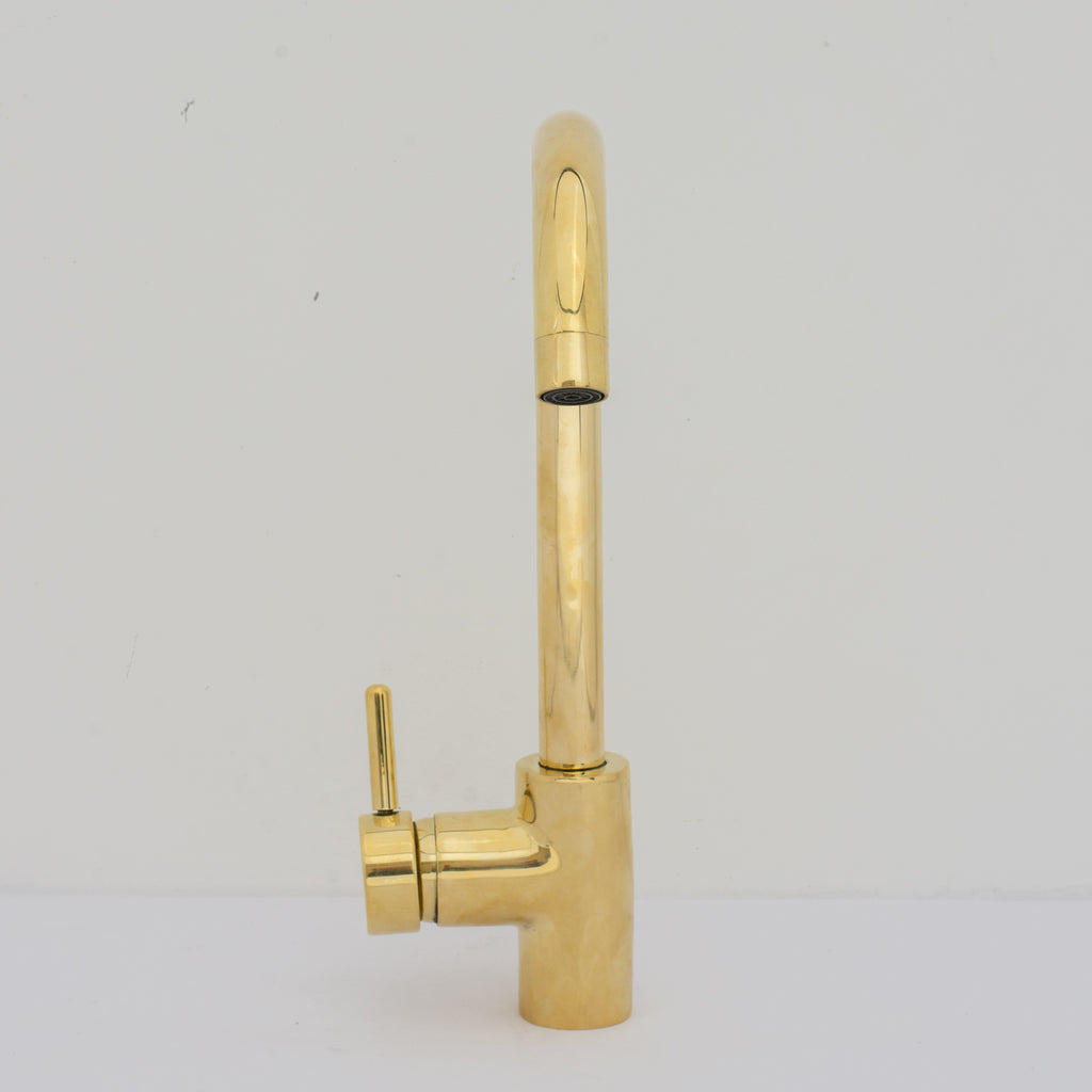 Unlacquered Brass Kitchen Faucet, Island Faucet, Antique Brass Sink Mixer Tap