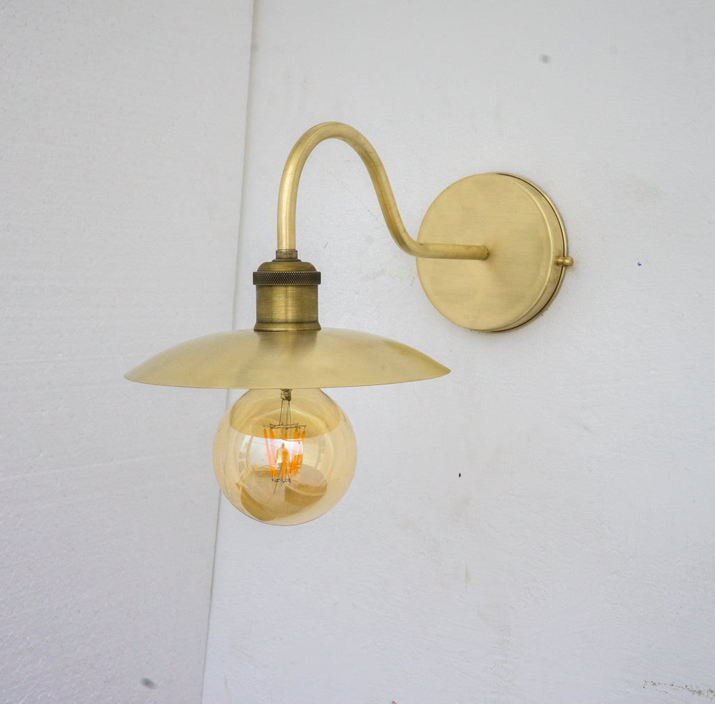 Brushed Brass Wall Sconce Light, Solid Brass Wall Lamp, Wall Lighting Fixture
