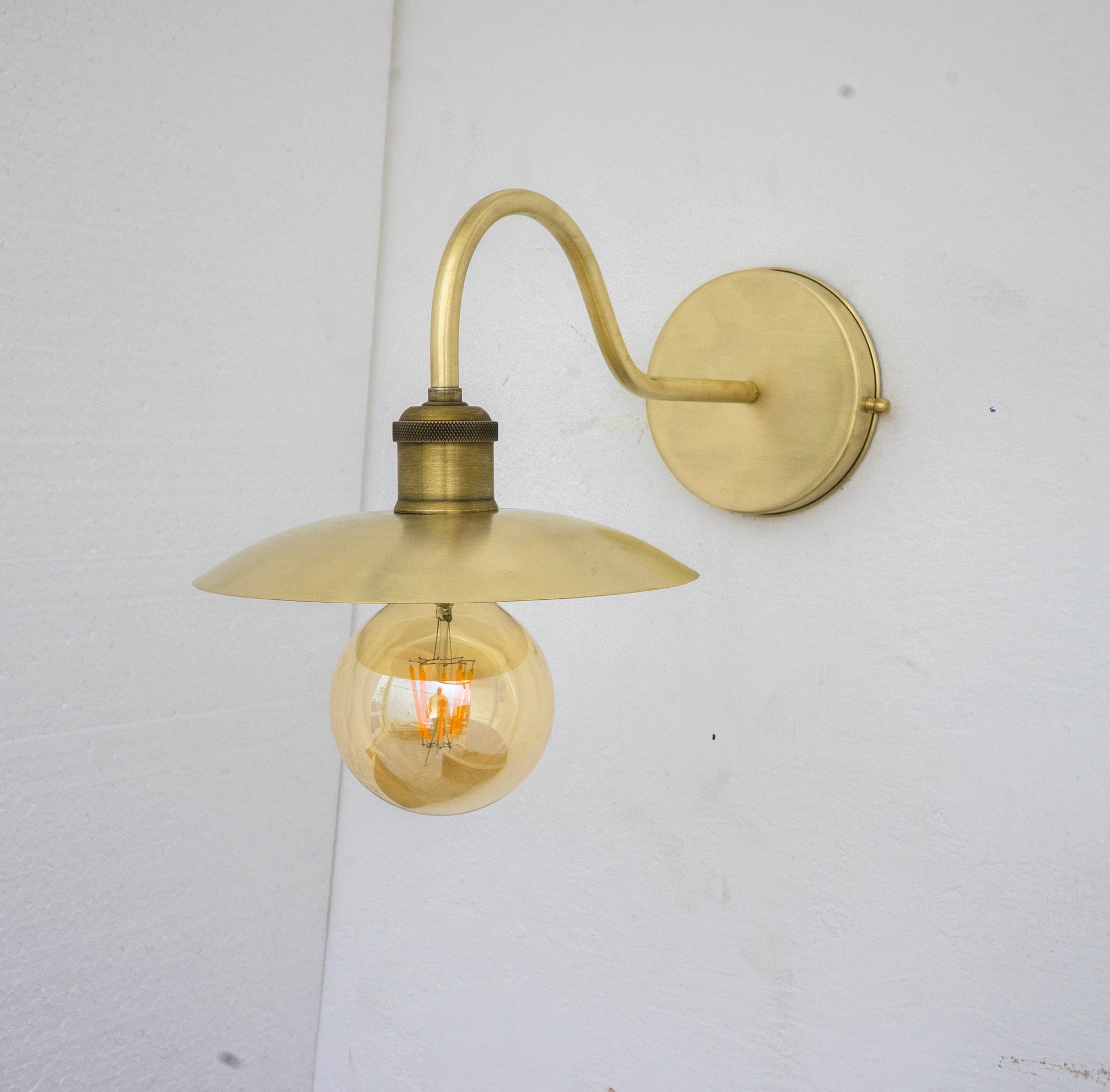 Brushed Brass Wall Sconce Light, Solid Brass Wall Lamp, Wall Lighting Fixture