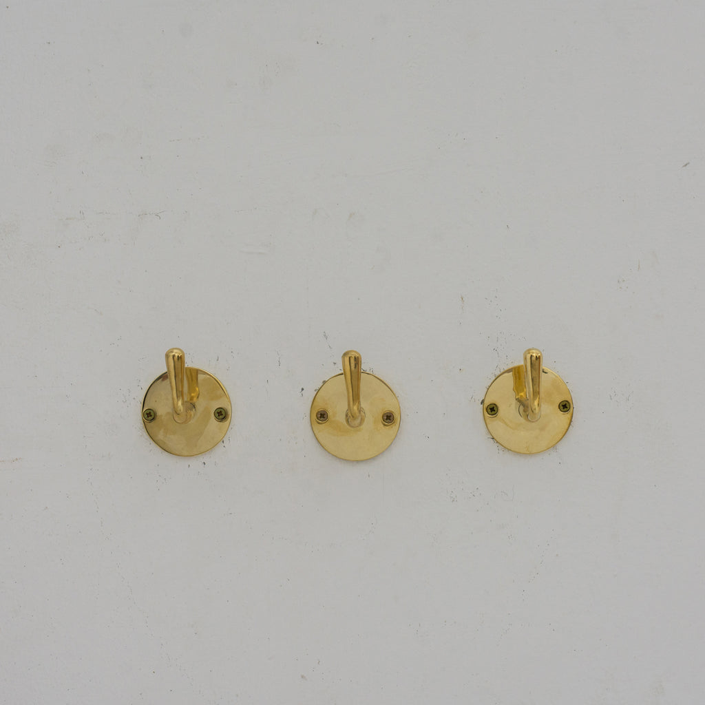 Single Hook solid Unlacquered Brass , Handmade Brass Hook, Coat Hook, Wall Hook