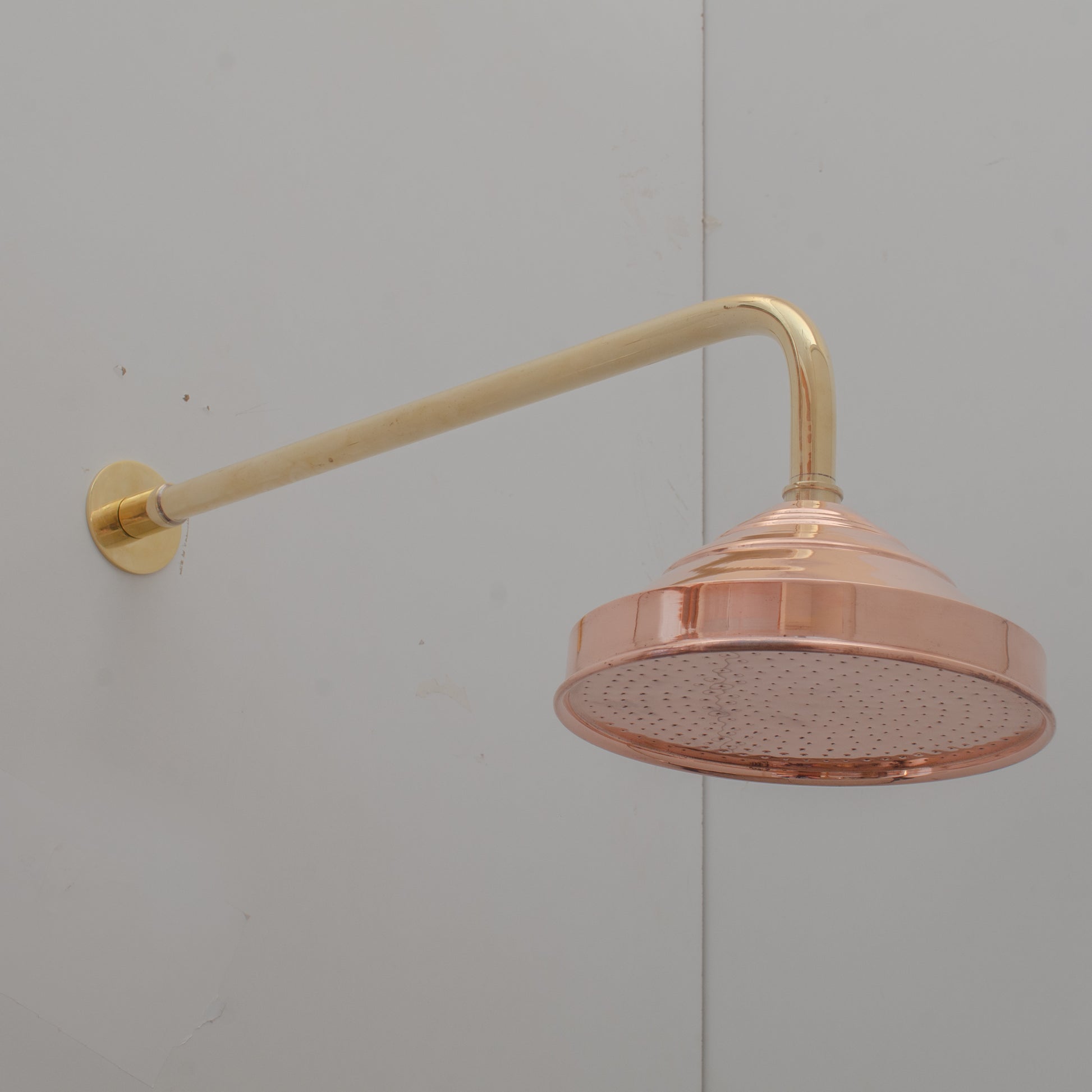 Unlacquered Solid Copper Rain Shower Head, Large Round Handcrafted Vintage Showerhead, Works Outdoor