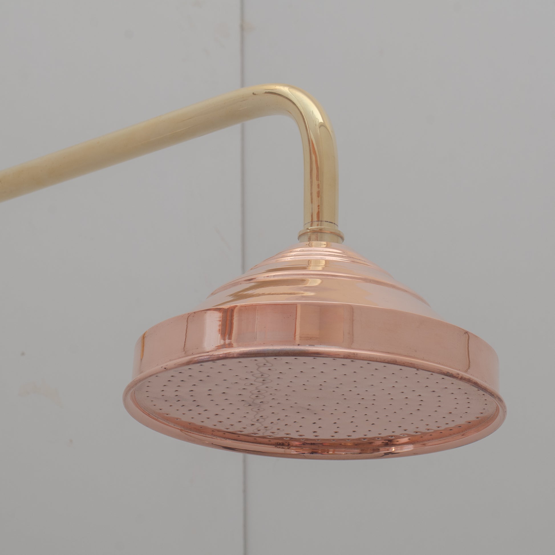 Unlacquered Solid Copper Rain Shower Head, Large Round Handcrafted Vintage Showerhead, Works Outdoor