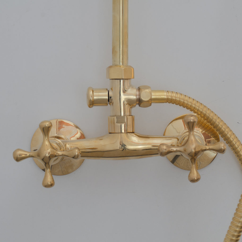 Heritage - Unlacquered Brass Exposed Shower System With Handheld
