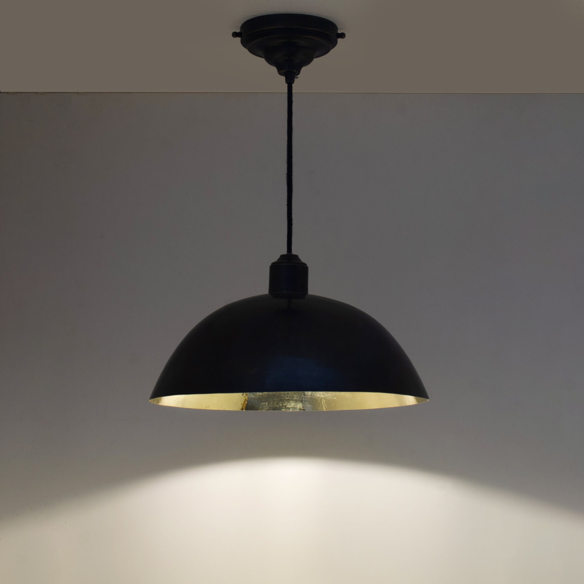 Vintage Solid Brass Pendant Light, Dome Ceiling Light, Oiled Finish