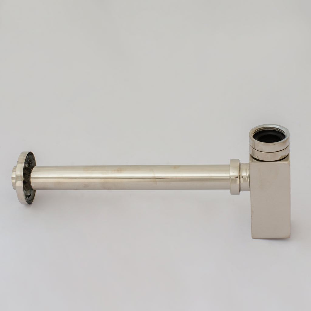 Polished Nickel P-trap, Nickel Water Trap, Bathroom Sink Drain Tailpiece, Drain Kit with Flange, Bathroom Sink Siphon