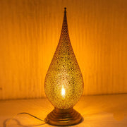 Unlacquered Brass Table Light, Perforated Base Light, Pierced Table Lighting
