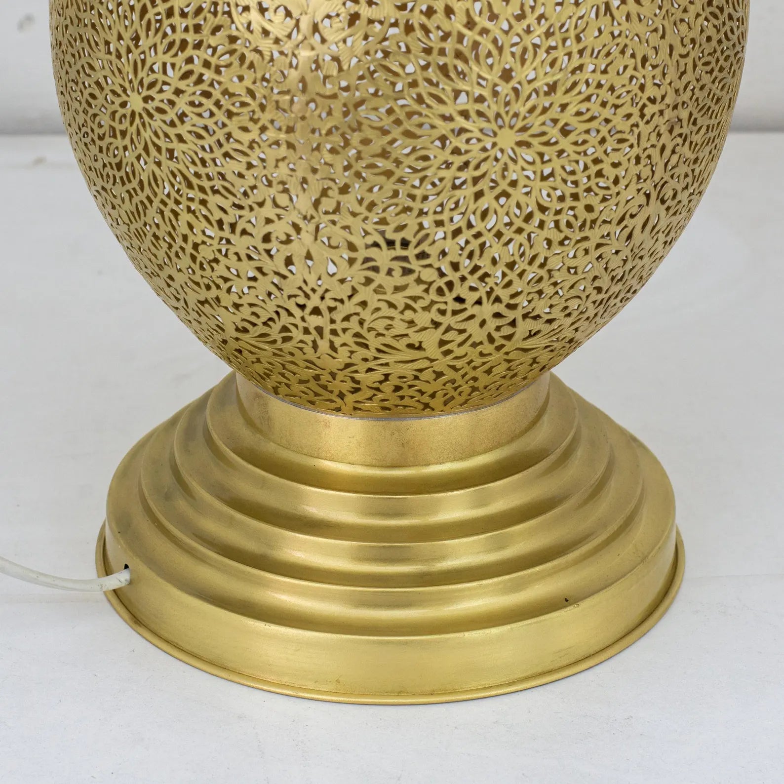 Unlacquered Brass Table Light, Perforated Base Light, Pierced Table Lighting