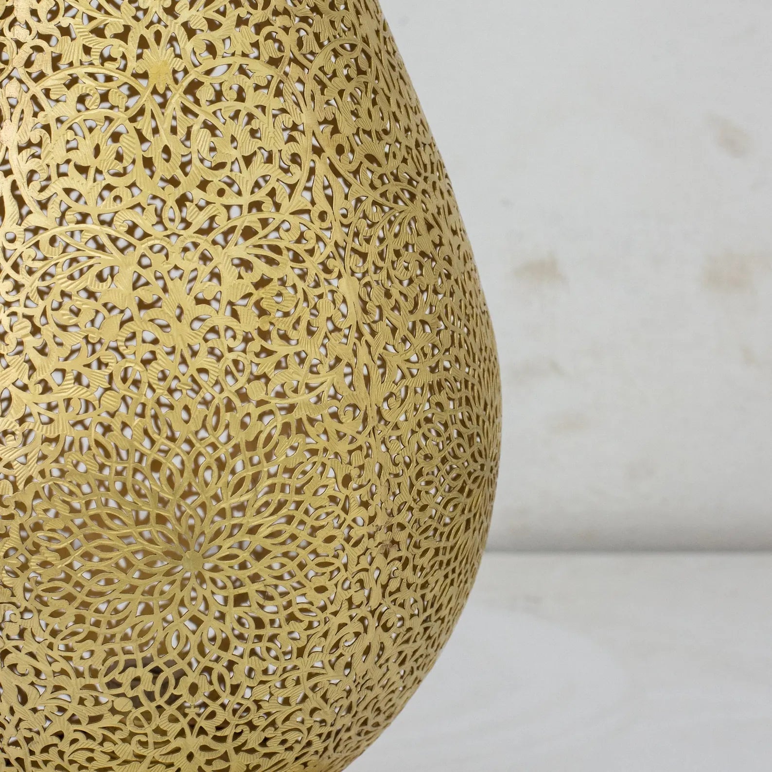 Unlacquered Brass Table Light, Perforated Base Light, Pierced Table Lighting