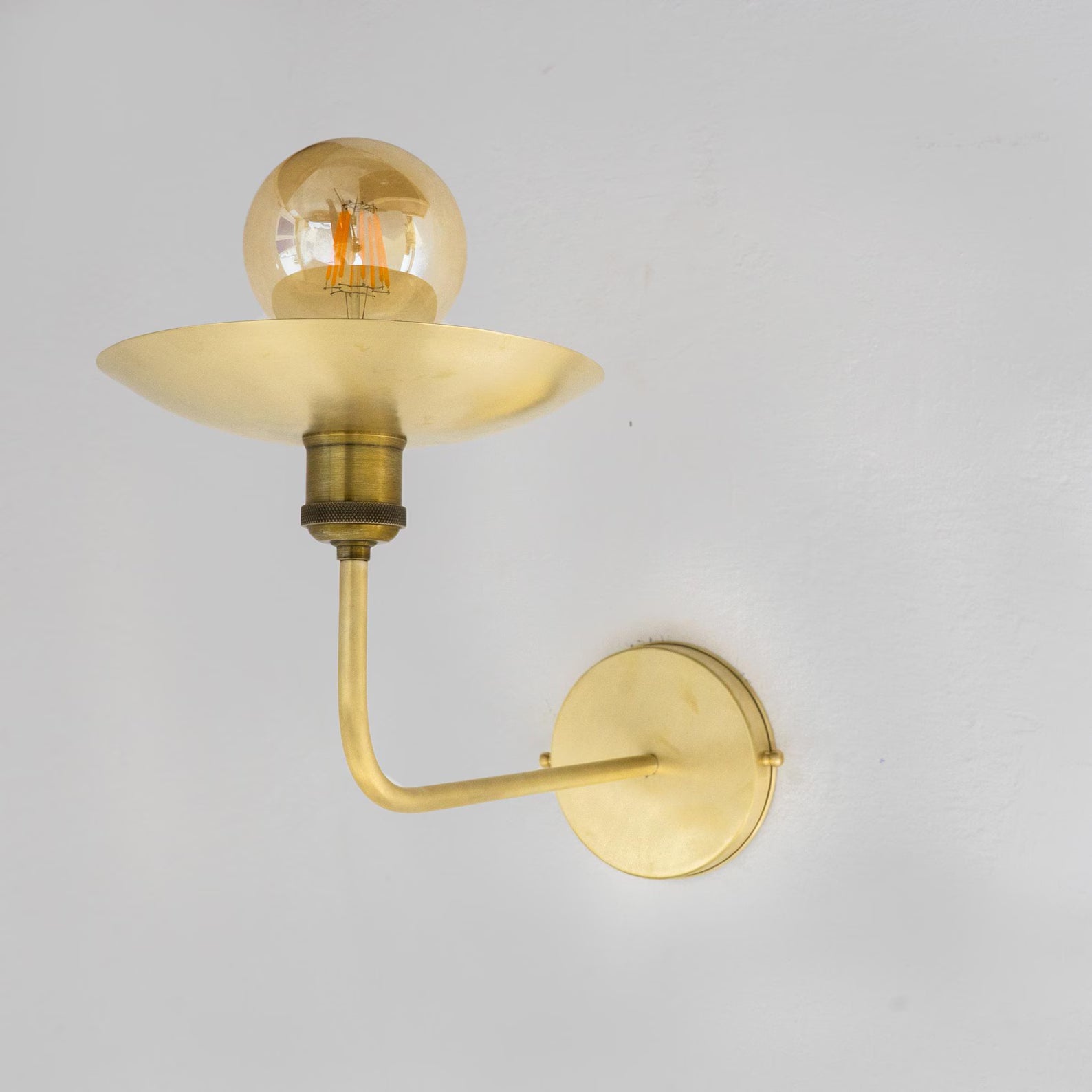 Powder Room Brass Sconce, Brushed Brass Wall Lamp, Wall Lighting Fixture