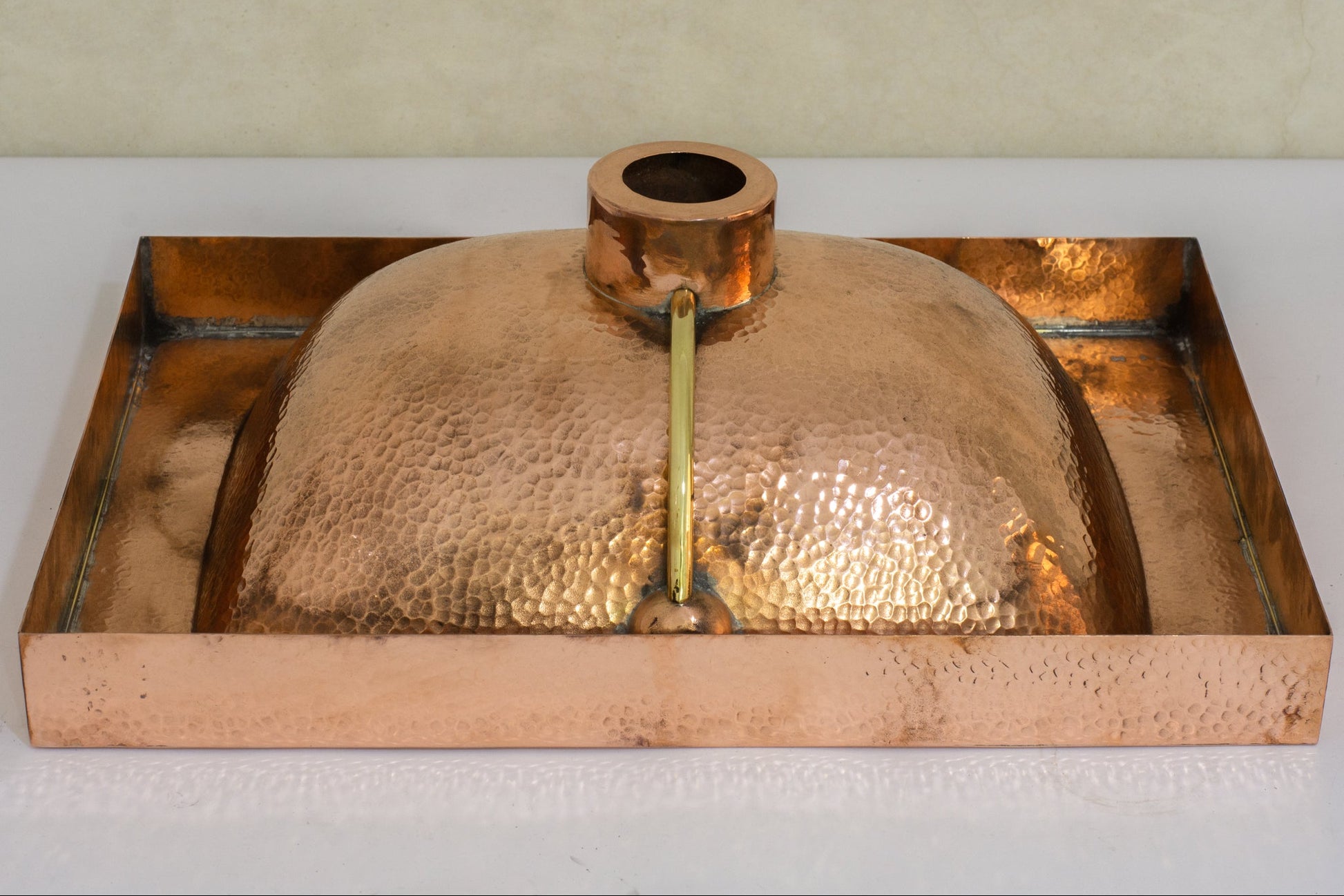 Customizable Raised Profile Bathroom Copper Sink, Hammered Copper Rectangular Sink, Vanity Sink Copper